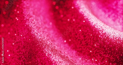 Wave of pink glitters as close up view from 3d rendering loop animation.