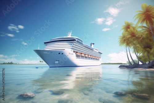 cruise ship in the sea  ai generative