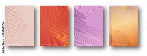 Colorful linear composition. A set of layouts for the design of banners, posters and posters. Template for book covers, brochures, booklets and catalogs. An idea for creative design