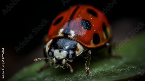 Red ladybug close-up. AI generated photo