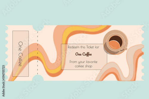 Free coffee ticket voucher Party bar in groovy vintage style