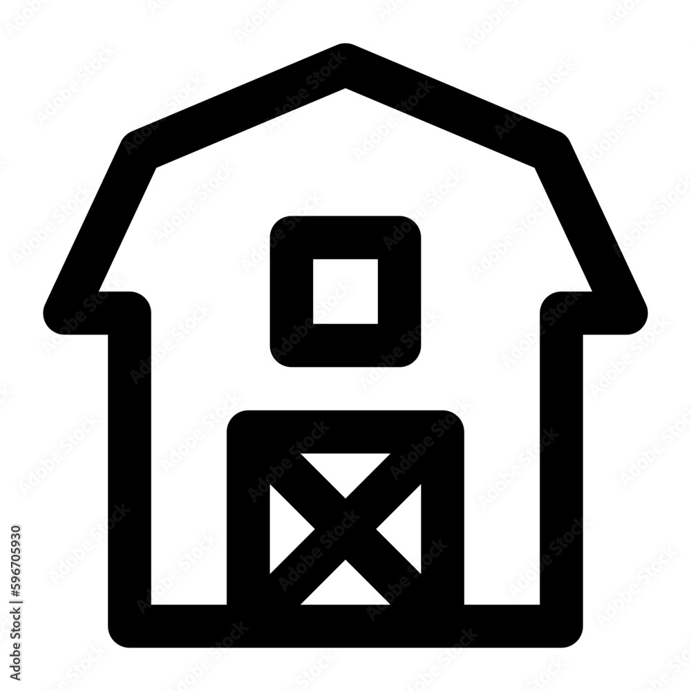 Barn in outline icon. Farming, farmhouse, warehouse Barn in outline icon. Farming, farmhouse, warehouse