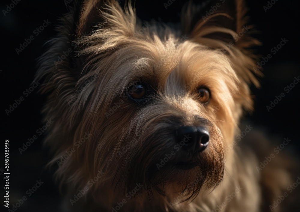 Close up portrait of a dog. Generative AI.