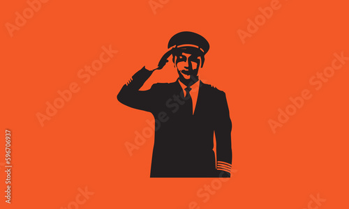 male policeman silhouette design saluting