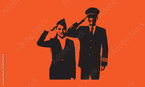woman and man police silhouette design, police and man character silhouette