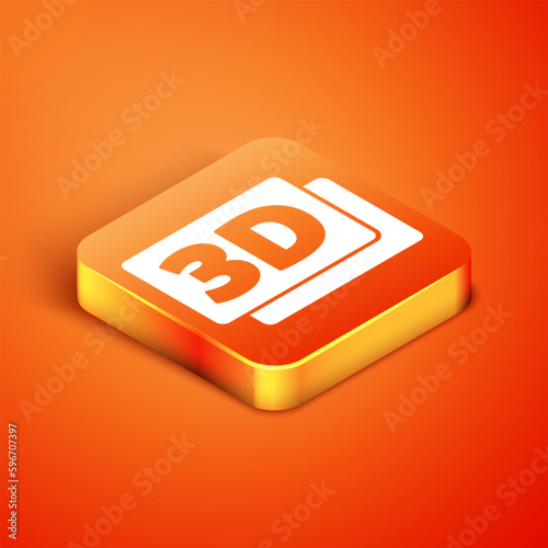 Isometric 3D word icon isolated on orange background. Vector