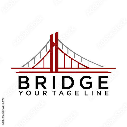 Minimalist black line art bridge logo design. Flat style trend modern brand graphic art design vector illustration on white background 