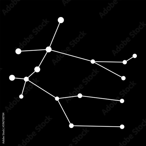 Gemini constellation map. Vector illustration.