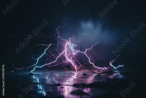 Captivating blue and purple lightning. Generative AI