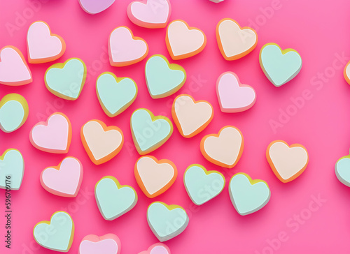 Background of bright multi-colored hearts.