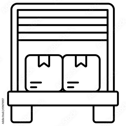 A flat design icon of warehouse