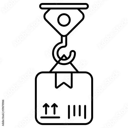 Icon of parcel lifting, package with hook