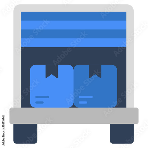 A flat design icon of warehouse