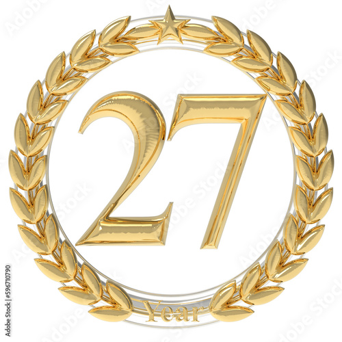 Happy Anniversary Number 27 Gold Render