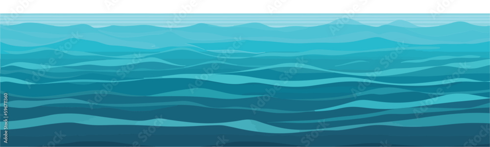 Vector calm ocean wide illustration - obrazy, fototapety, plakaty 