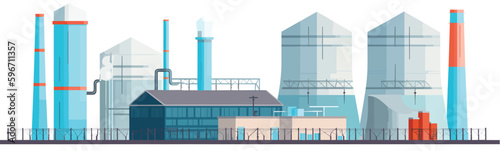 Power plant vector wide illustration