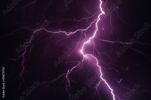 Closeup of bright purple lightning. Generative AI