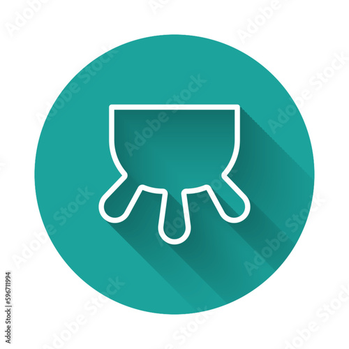 White line Udder icon isolated with long shadow background. Green circle button. Vector