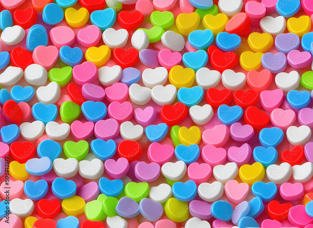 Background of bright multi-colored hearts.