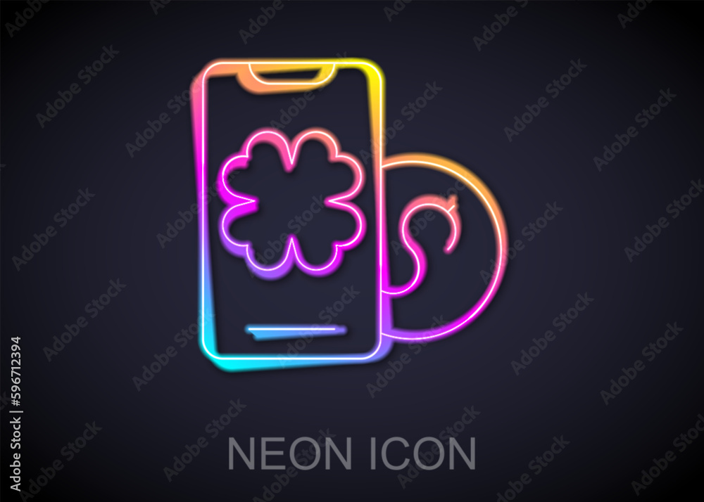 Glowing neon line Online poker table game icon isolated on black background. Online casino. Vector Glowing neon line Online poker table game icon isolated on black background. Online casino. Vector