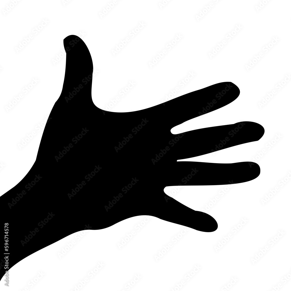 Palm gesture stencil - raised hand with spread fingers. Signs and symbols. Vector illustration of emotional expressions with gestures. Icon for design Palm gesture stencil - raised hand with spread fingers. Signs and symbols. Vector illustration of emotional expressions with gestures. Icon for design