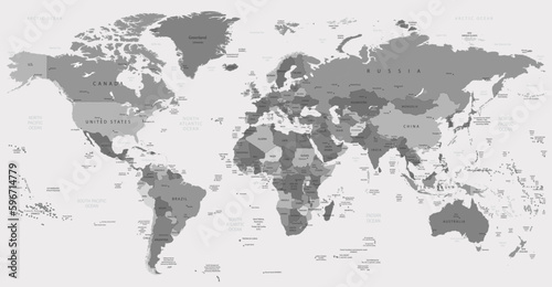 Fototapeta Naklejka Na Ścianę i Meble -  world map on black