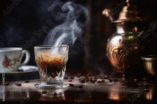 Hot steaming coffee splashing Generative Ai
