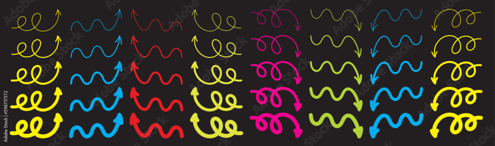 Fototapeta premium arrows hand drawn on black