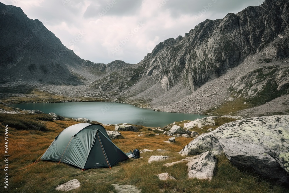 Tent in the Mountains: A Dream Come True for Camping Adventurers, Generative AI