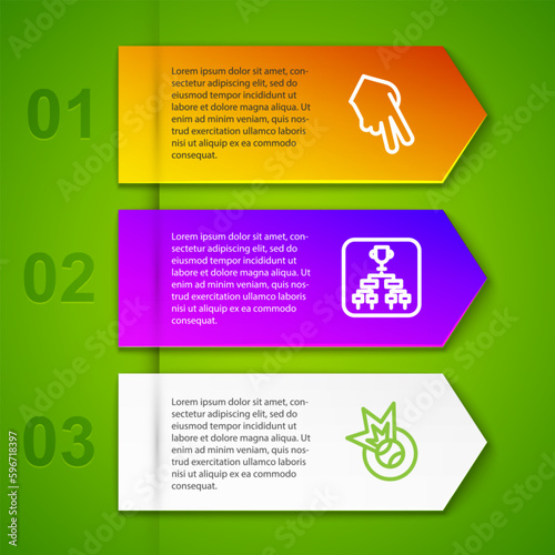 Set line Baseball glove, Championship tournament bracket and . Business infographic template. Vector