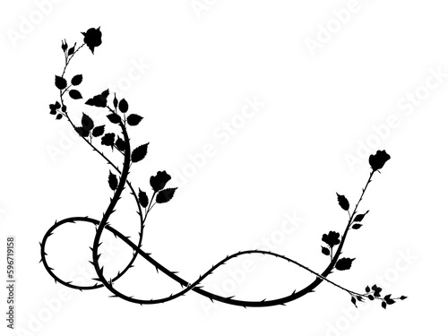 pattern element corner of a rose with thorns weaving plant