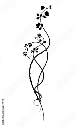 simple ornament with flowers roses black and white