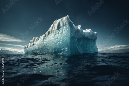 View an iceberg's surface and underwater from an ice block. Generative AI