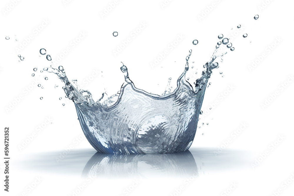 Water splash isolated on white background. Created with Generative AI Technology Water splash isolated on white background. Created with Generative AI Technology
