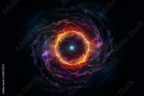 Retro-style pixel art of a galaxy with stardust and a black hole, perfect as background for a bit game. Generative AI