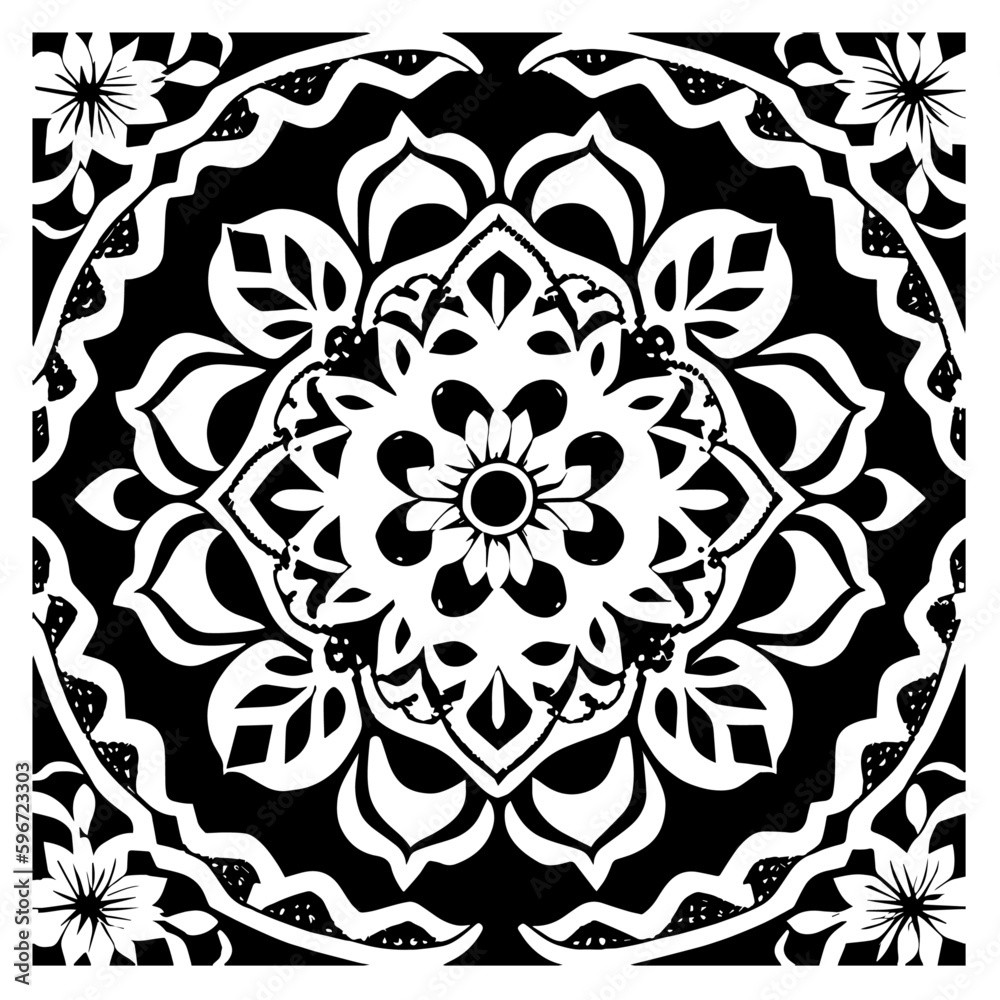 Floral Mandala Pattern Vector Black and White Design Floral Mandala Pattern Vector Black and White Design