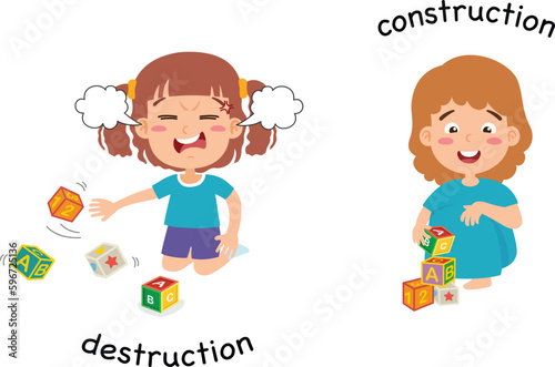 Opposite destruction and construction vector illustration