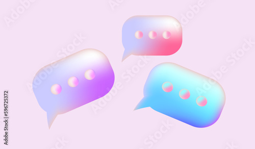 3D speech bubble icons for chat on social media. Chatting and message  symbol. 3d rendering vector illustration
