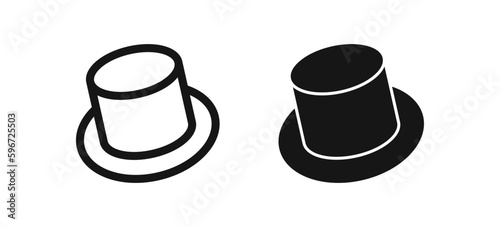 Top hat icon. Gentleman cylinder symbol. Magic tophat signs. Vintage symbols. Elegant man icons. Black color. Vector sign.