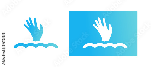 Drowning victim icon, Failure and rescue concept
