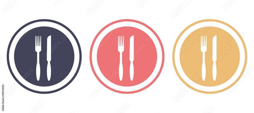 Knife and fork on plate set,vector illustration Knife and fork on plate set,vector illustration