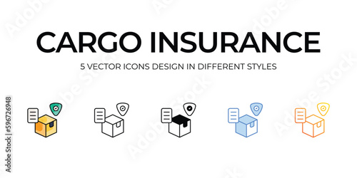 Cargo Insurance Icon Design in Five style with Editable Stroke. Line, Solid, Flat Line, Duo Tone Color, and Color Gradient Line. Suitable for Web Page, Mobile App, UI, UX and GUI design.