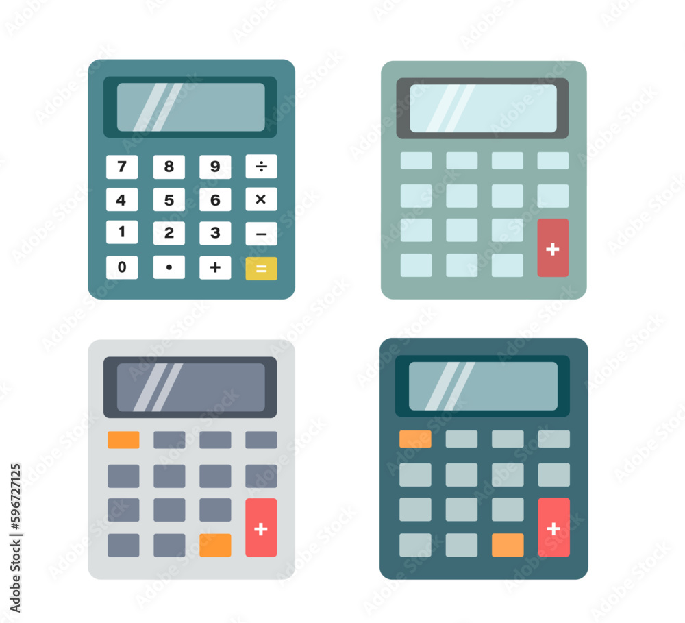 Electronic calculator icons set Electronic calculator icons set