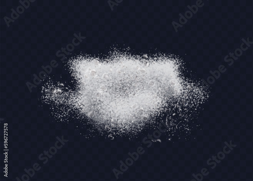 Beer foam isolated on transparent background. White soap froth texture with bubbles, seamless border, foamy frame. Sea or ocean wave, laundry cleaning detergent spume, realistic 3d vector illustration