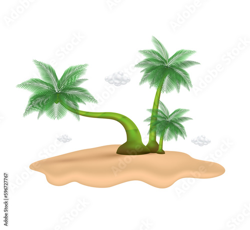 Coconut or palm tree. 3D file PNG for use in various graphic designs.