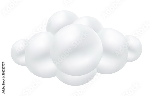 Cloud plastic. Realistic soft trendy silver clouds. 3D file PNG illustration for use in various graphic designs.