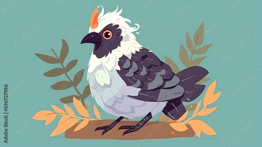 Fototapeta premium Exquisite Cuckatoo: A Captivating Flat Design Illustration, AI Generative
