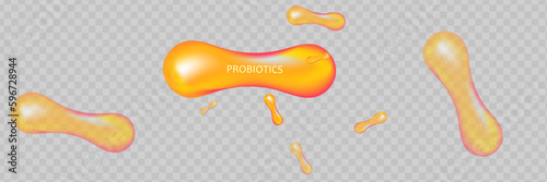 Probiotics Bacteria Vector illustration. Biology, Science background. Microscopic bacteria closeup.