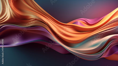 Abstract Background with 3D Waves, Colorful Pastel Gradient.