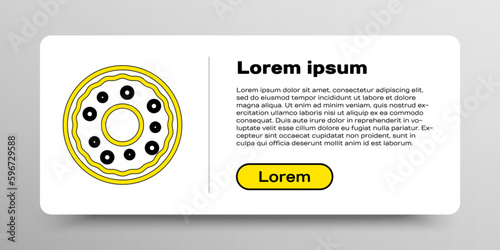 Line Donut with sweet glaze icon isolated on white background. Colorful outline concept. Vector